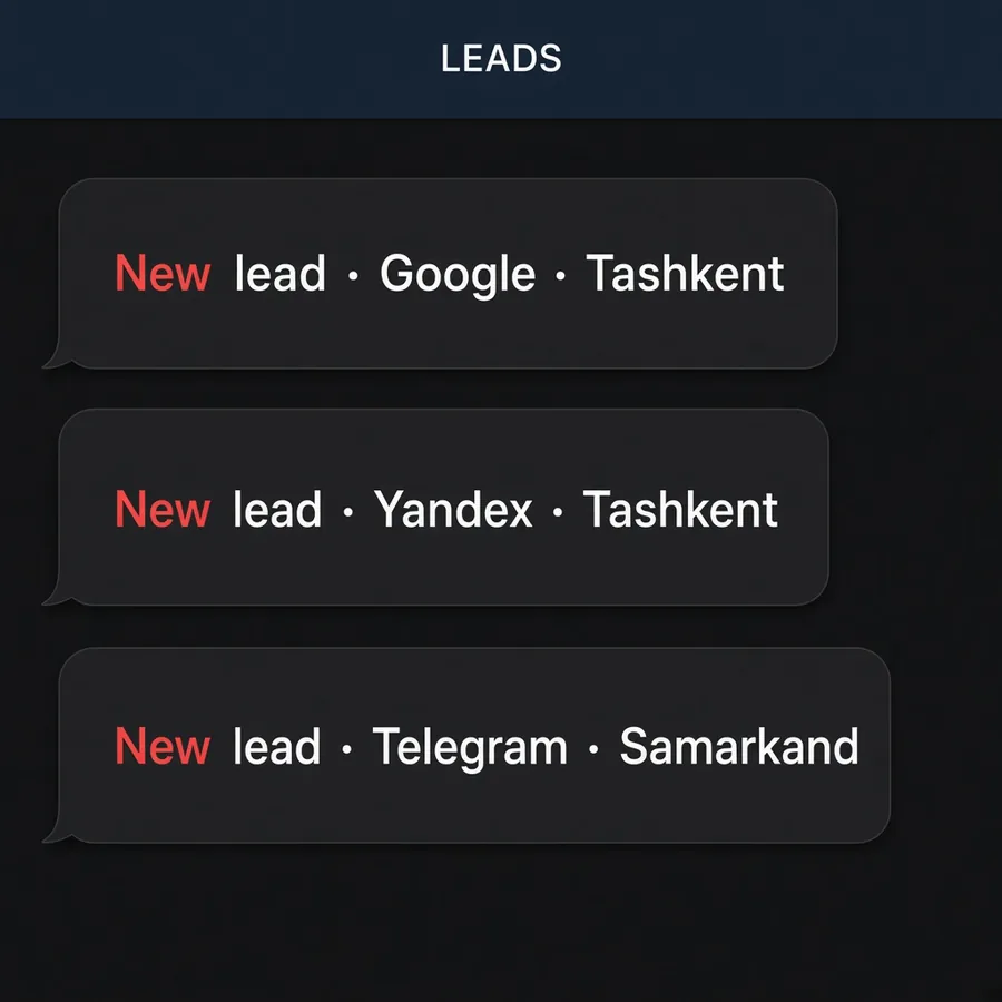 New leads from Google, Yandex and Telegram